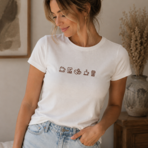 Kava & Chill – vezena ženska majica za ljubitelje kave