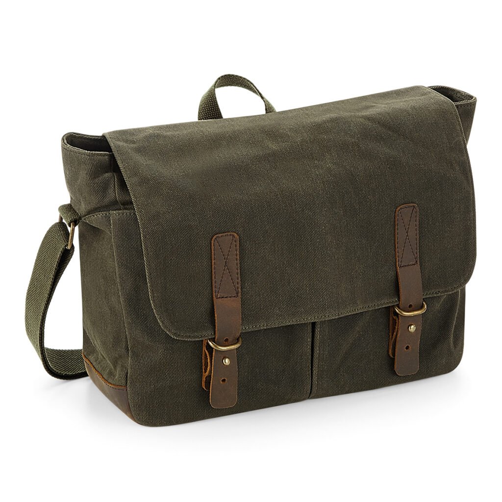 Elegantna messenger torba iz premium voskanega bombažnega platna